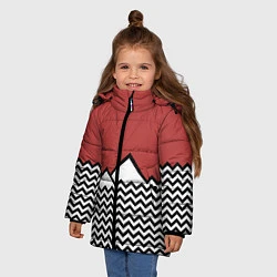 Куртка зимняя для девочки Горы Твин Пикс, цвет: 3D-черный — фото 2