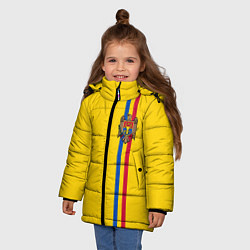 Куртка зимняя для девочки Молдавия: лента с гербом, цвет: 3D-черный — фото 2