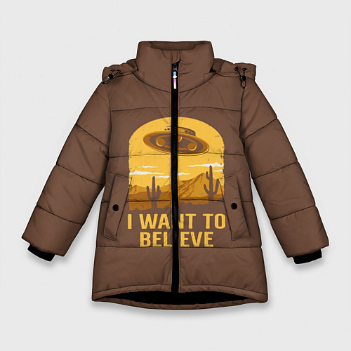 Зимняя куртка для девочки I want to believe / 3D-Черный – фото 1