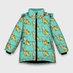 Куртка зимняя для девочки Любитель бананов, цвет: 3D-черный