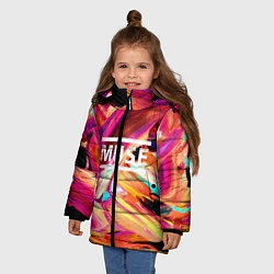 Куртка зимняя для девочки MUSE: Neon Colours, цвет: 3D-черный — фото 2