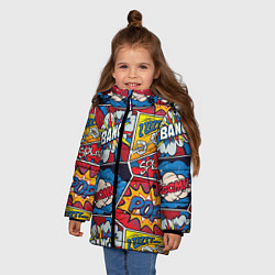 Куртка зимняя для девочки Pop art pattern, цвет: 3D-светло-серый — фото 2