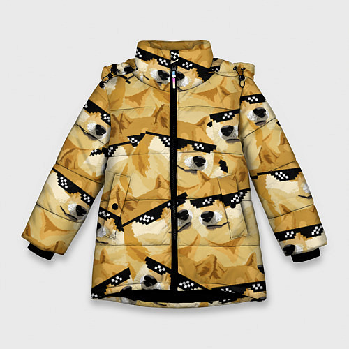 Зимняя куртка для девочки Doge: Deal with it / 3D-Черный – фото 1