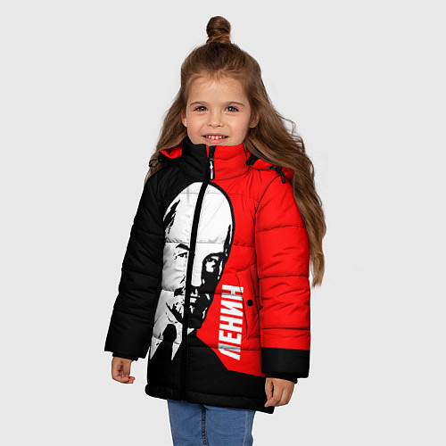 Зимняя куртка для девочки Хитрый Ленин / 3D-Красный – фото 3
