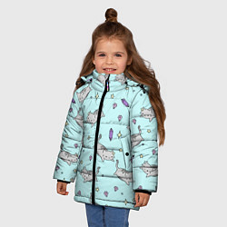Куртка зимняя для девочки Кавайные котики, цвет: 3D-светло-серый — фото 2