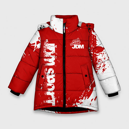 Зимняя куртка для девочки Eat Sleep JDM: Red Style / 3D-Черный – фото 1