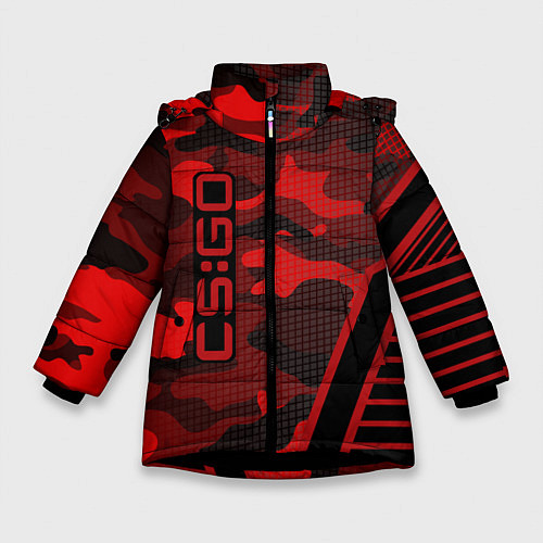 Зимняя куртка для девочки CS:GO Red Camo / 3D-Черный – фото 1