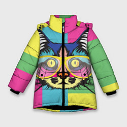 Зимняя куртка для девочки Поп-арт котик