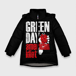 Куртка зимняя для девочки Green Day: American Idiot, цвет: 3D-светло-серый