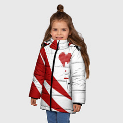 Куртка зимняя для девочки Игра в сердца, цвет: 3D-красный — фото 2