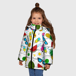 Куртка зимняя для девочки Летний стиль, цвет: 3D-красный — фото 2