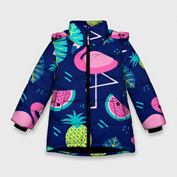 Зимняя куртка для девочки Фруктовый фламинго