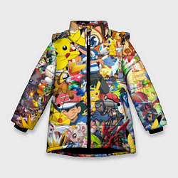 Куртка зимняя для девочки Pokemon Bombing, цвет: 3D-черный