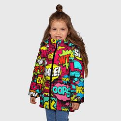 Куртка зимняя для девочки Слова из комиксов, цвет: 3D-светло-серый — фото 2