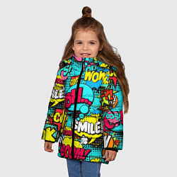 Куртка зимняя для девочки Кислотный поп-арт, цвет: 3D-черный — фото 2