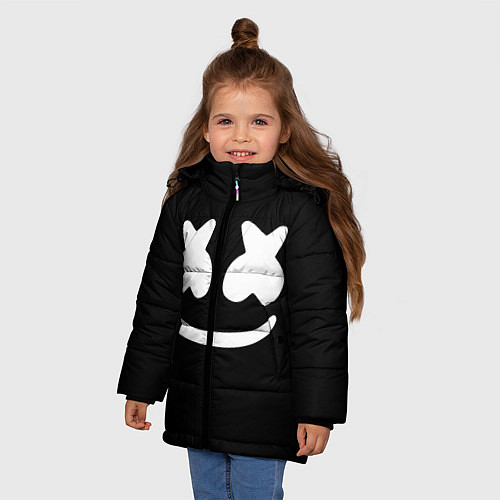 Зимняя куртка для девочки Marshmello: Black Face / 3D-Красный – фото 3