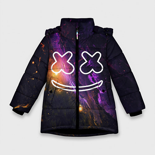 Зимняя куртка для девочки Marshmello: Neon Space / 3D-Черный – фото 1