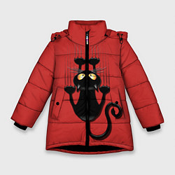 Зимняя куртка для девочки Черный кот
