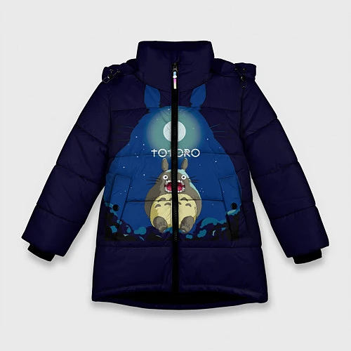 Зимняя куртка для девочки Ночной Тоторо / 3D-Черный – фото 1