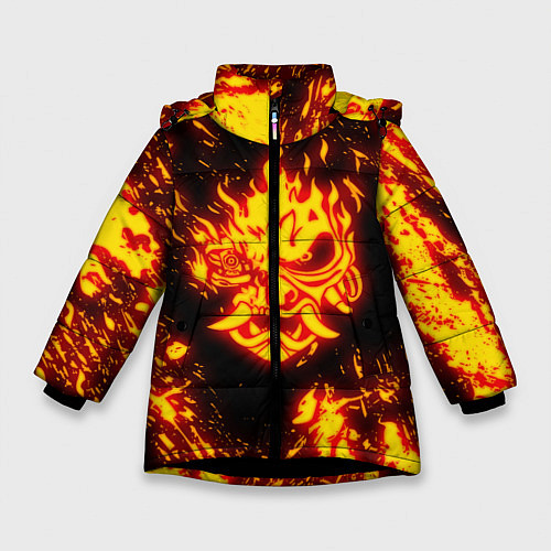 Зимняя куртка для девочки Cyberpunk 2077: FIRE SAMURAI / 3D-Черный – фото 1