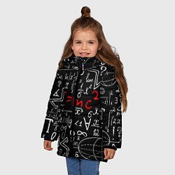 Куртка зимняя для девочки Формулы физики, цвет: 3D-черный — фото 2