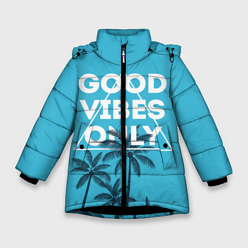 Зимняя куртка для девочки Good vibes only / 3D-Черный – фото 1