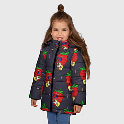 Куртка зимняя для девочки Клубничный рок, цвет: 3D-черный — фото 2