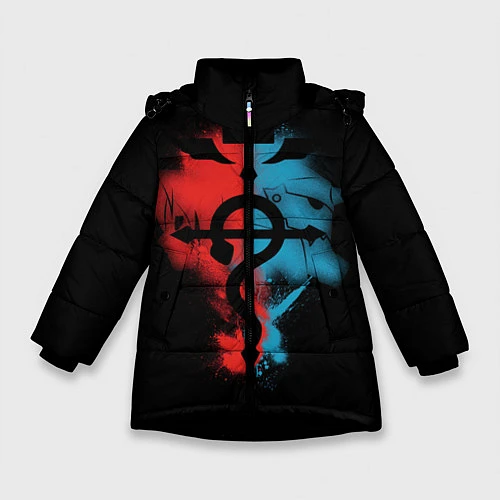 Зимняя куртка для девочки Стальной алхимик / 3D-Черный – фото 1