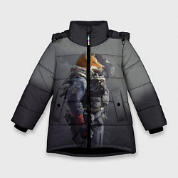 Куртка зимняя для девочки Лис-солдат, цвет: 3D-черный