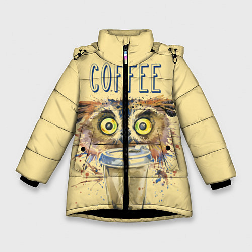 Зимняя куртка для девочки Owls like coffee / 3D-Черный – фото 1