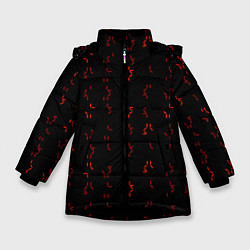 Куртка зимняя для девочки Алфавит хищника, цвет: 3D-черный