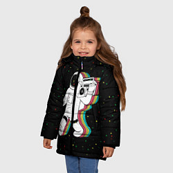 Куртка зимняя для девочки Космонавт с магнитофоном, цвет: 3D-черный — фото 2