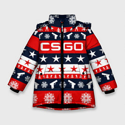 Куртка зимняя для девочки CS:GO New Year, цвет: 3D-черный