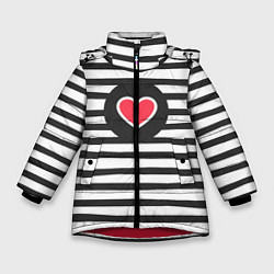 Зимняя куртка для девочки Сердце в полоску