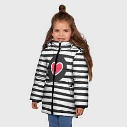 Куртка зимняя для девочки Сердце в полоску, цвет: 3D-красный — фото 2