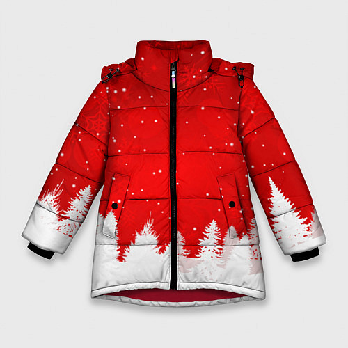 Зимняя куртка для девочки Christmas pattern / 3D-Красный – фото 1