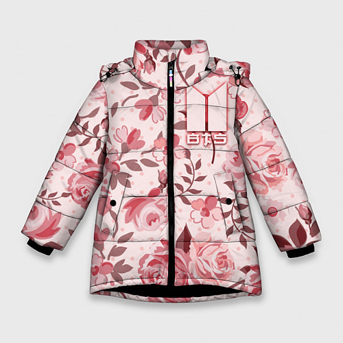 Зимняя куртка для девочки BTS: Pink Roses / 3D-Черный – фото 1