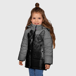Куртка зимняя для девочки Черный котик, цвет: 3D-светло-серый — фото 2