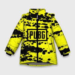 Куртка зимняя для девочки PUBG: Yellow Stained, цвет: 3D-светло-серый
