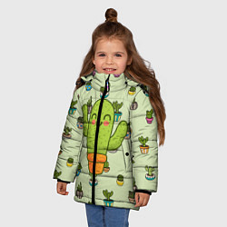 Куртка зимняя для девочки Веселый кактус, цвет: 3D-черный — фото 2