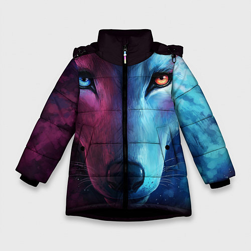 Зимняя куртка для девочки Волчий взгляд / 3D-Черный – фото 1