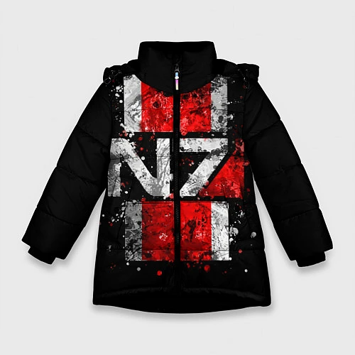 Зимняя куртка для девочки Mass Effect N7 / 3D-Черный – фото 1