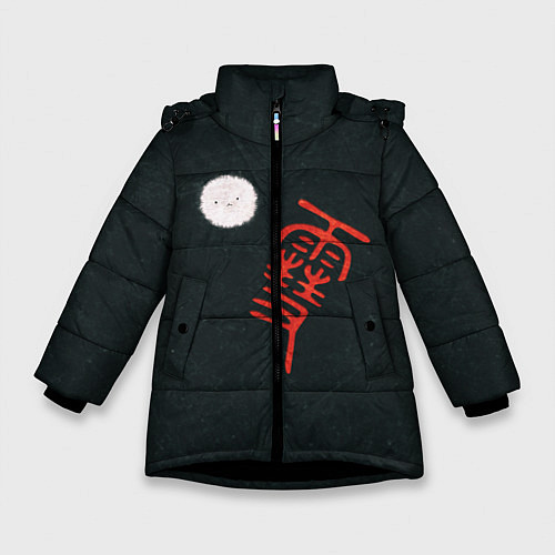 Зимняя куртка для девочки Бездомный Бог / 3D-Черный – фото 1
