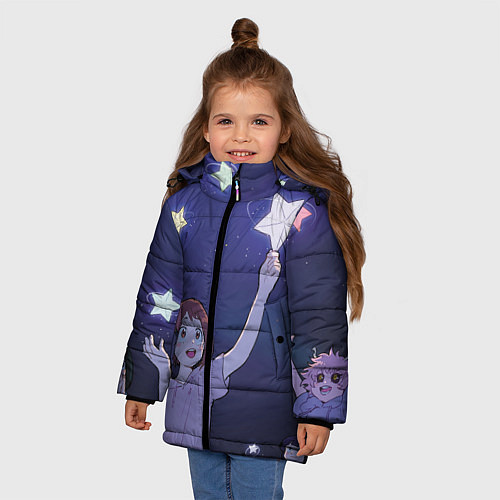 Зимняя куртка для девочки Звезда / 3D-Светло-серый – фото 3