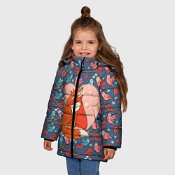 Куртка зимняя для девочки Влюбленные лисички, цвет: 3D-светло-серый — фото 2