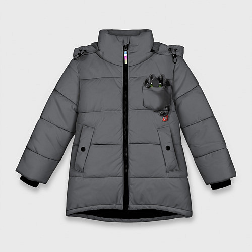 Зимняя куртка для девочки Беззубик в кармане / 3D-Черный – фото 1