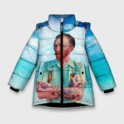 Зимняя куртка для девочки Ван Гог 21 века / 3D-Черный – фото 1