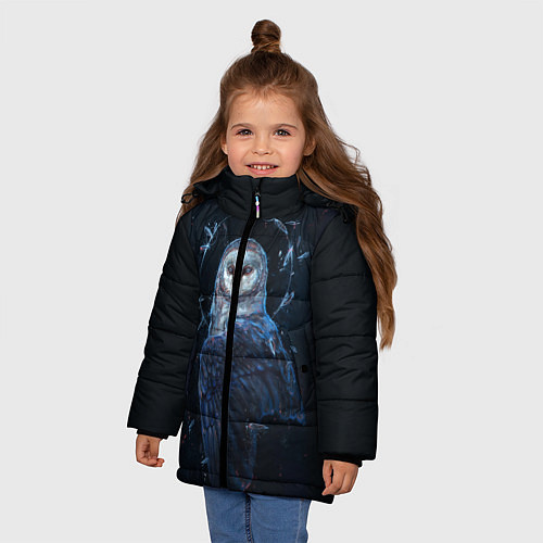 Зимняя куртка для девочки Священная сова / 3D-Светло-серый – фото 3