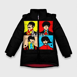Куртка зимняя для девочки The Beatles: Pop Art, цвет: 3D-красный