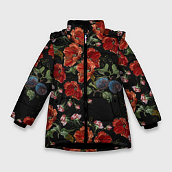 Зимняя куртка для девочки Цветущие маки